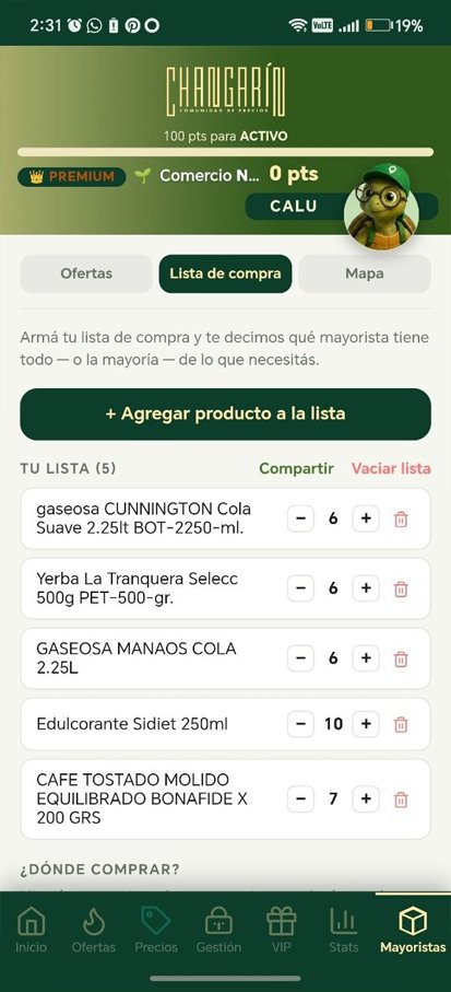 Lista de compra con alertas de mayoristas
