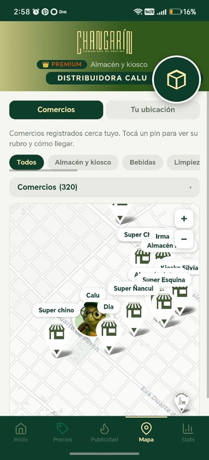 Desglose de comercios por zona en el mapa