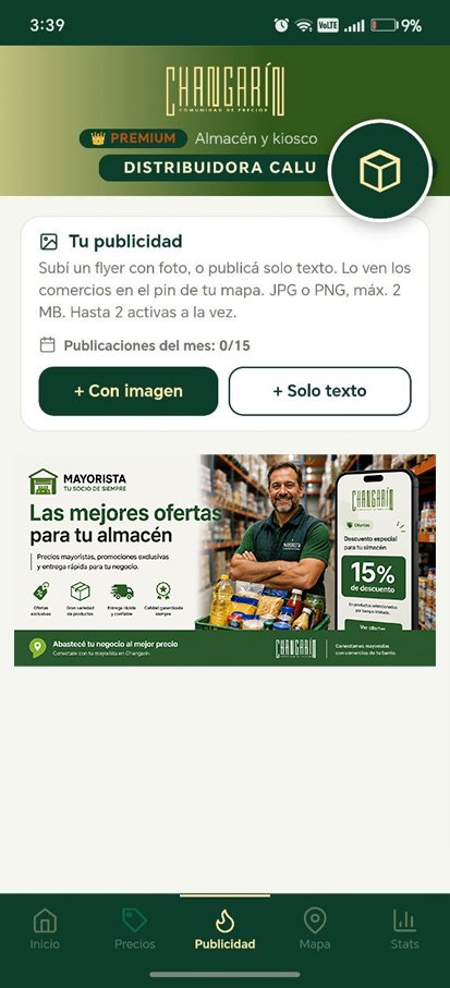 Publicidad de mayorista en Changarín